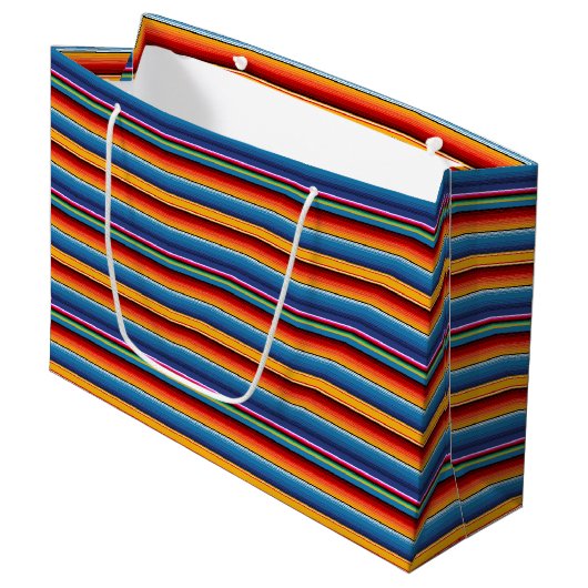 Blue Gold Red Mexican Sarape Large Cadeautasje (Voorkant Gekanteld)