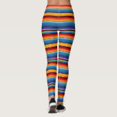 Blue Gold Red Mexican Sarape Leggings (Achterkant)