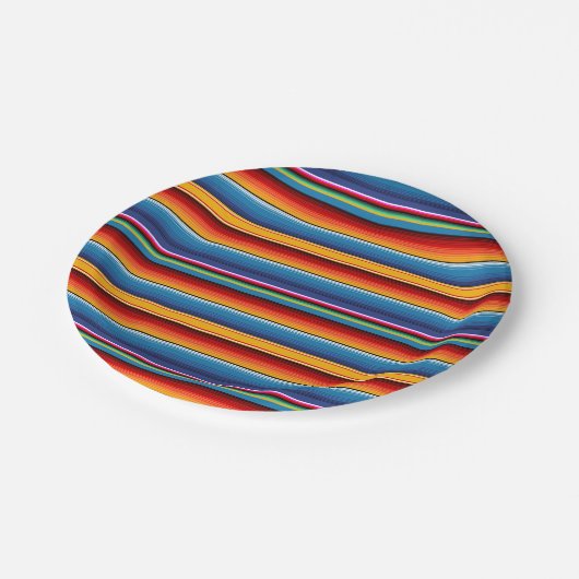 Blue Gold Red Mexican Sarape Papieren Bordje (Gekanteld)