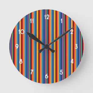 Blue Gold Red Mexican Sarape Ronde Klok