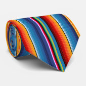 Blue Gold Red Mexican Sarape Stropdas (Opgerold)