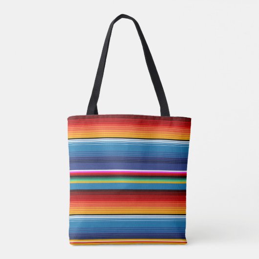 Blue Gold Red Mexican Sarape Tote Bag (Achterkant)