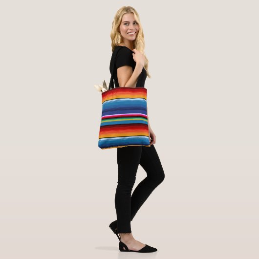 Blue Gold Red Mexican Sarape Tote Bag (Op model)