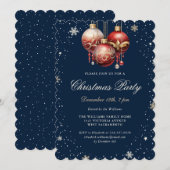 Blue Gold Red Ornaments Christmas Party Kaart (Voorkant / Achterkant)