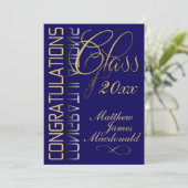 Blue Gold Reflection Classic Graduparty Kaart (Staand voorkant)