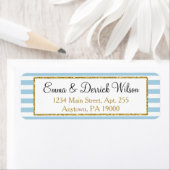 Blue Gold Return Address Labels Elegant Shower (Insitu)