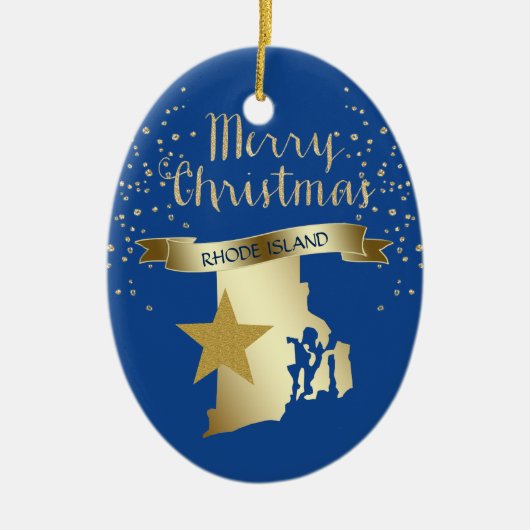 Blue Gold Rhode Keramisch Ornament (Voorkant)
