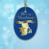 Blue Gold Rhode Keramisch Ornament