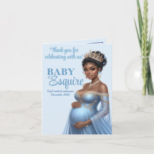 Blue & Gold Royal Baby shower Afro-Amerikaanse moe Bedankkaart
