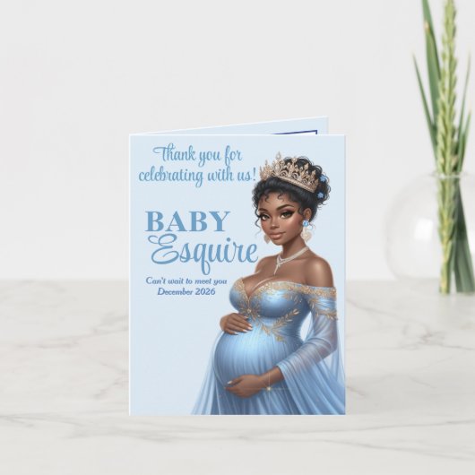 Blue & Gold Royal Baby shower Afro-Amerikaanse moe Bedankkaart (Voorkant)