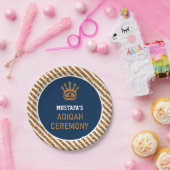 Blue Gold Royal Crown Prince Aqiqah Papieren Bordje (Feest)