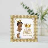 Blue Gold Royal Prince Baby shower Kaart (Staand voorkant)