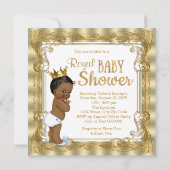 Blue Gold Royal Prince Baby shower Kaart (Achterkant)