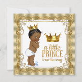 Blue Gold Royal Prince Baby shower Kaart (Voorkant)