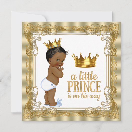 Blue Gold Royal Prince Baby shower Kaart (Voorkant)