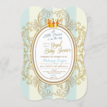 Blue Gold Royal Prince Baby Shower-uitnodigingen