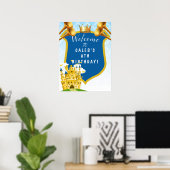 Blue Gold Royal Prince Castle Birthday Party Sign Poster (Thuiskantoor)