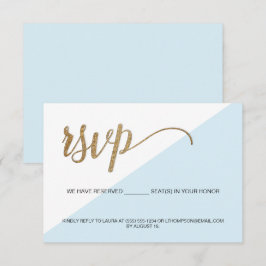 Blue Gold RSVP Geen mailing Reserved Seat Invitati Kaart