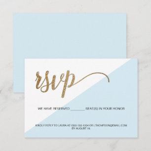 Blue Gold RSVP Geen mailing Reserved Seat Invitati Kaart
