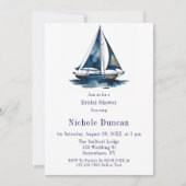 Blue & Gold Sailboat Nautical Bridal Shower Kaart (Voorkant)