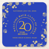 Blue & Gold School College Klasse Reünie Kartonnen Onderzetters (Voorkant)