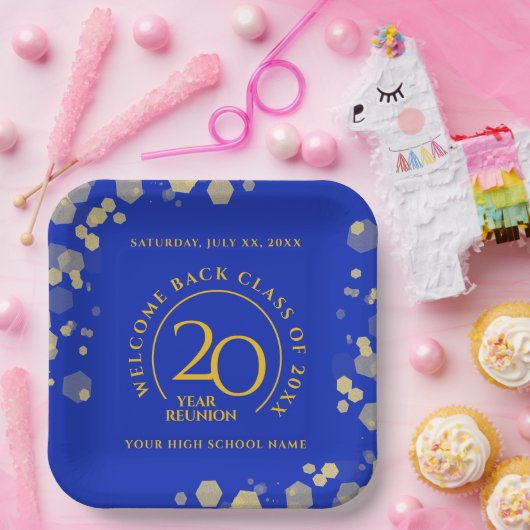 Blue & Gold School College Klasse Reünie Papieren Bordje (Feest)