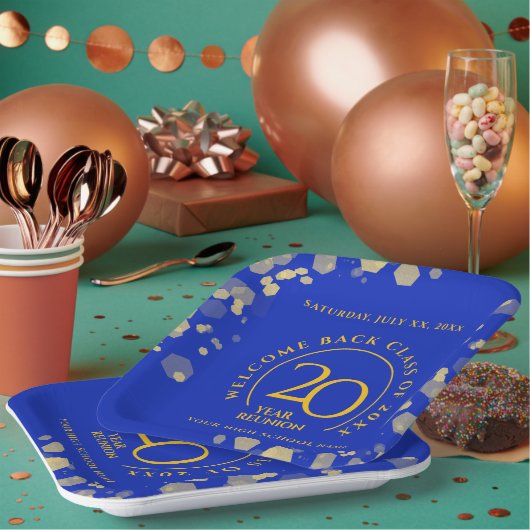 Blue & Gold School College Klasse Reünie Papieren Bordje (Multi)