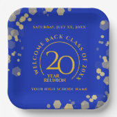 Blue & Gold School College Klasse Reünie Papieren Bordje (Voorkant)