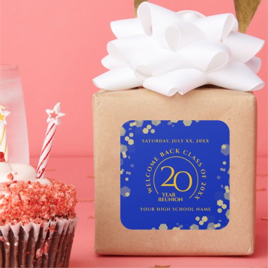 Blue & Gold School College Klasse Reünie Vierkante Sticker (Feest)