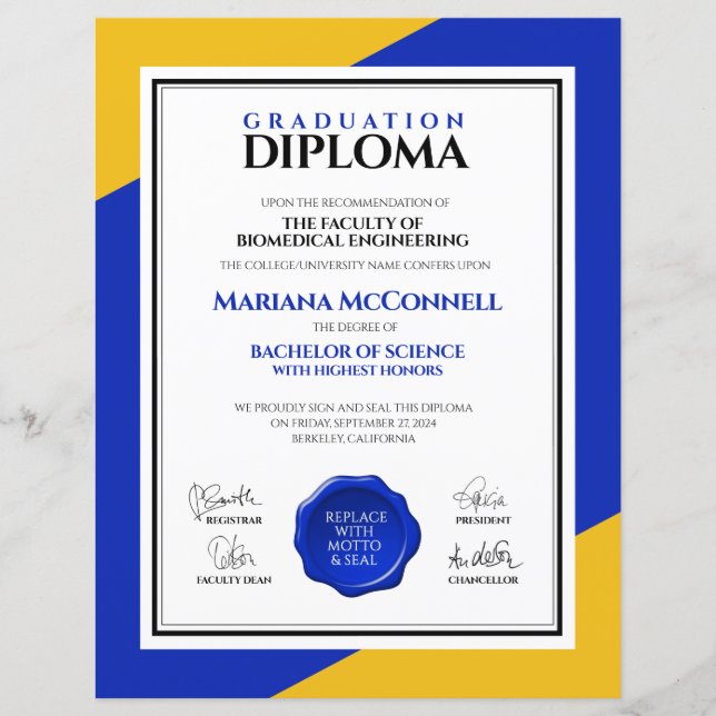 Blue Gold School College Universiteitsdiploma (Voorkant)