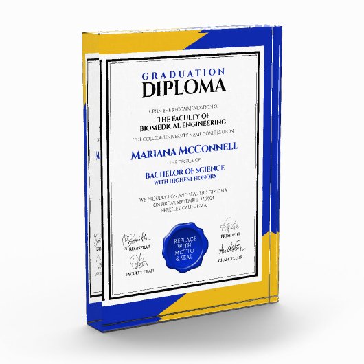 Blue Gold School College Universiteitsdiploma Fotoblokken (Links)