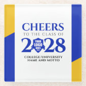 Blue Gold School College University Afstuderen Glazen Onderzetter (Voorkant)