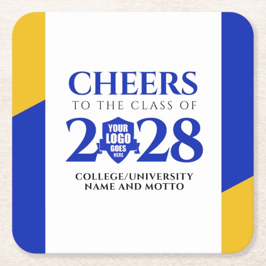 Blue Gold School College University Afstuderen Kartonnen Onderzetters (Voorkant)