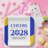 Blue Gold School College University Afstuderen Papieren Bordje (Feest)
