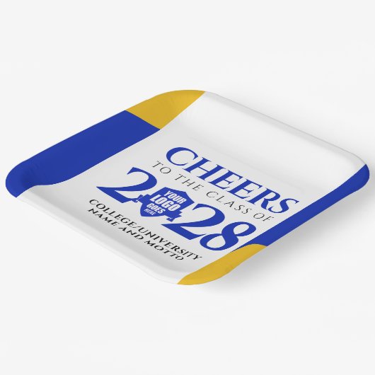 Blue Gold School College University Afstuderen Papieren Bordje (Gebogen)