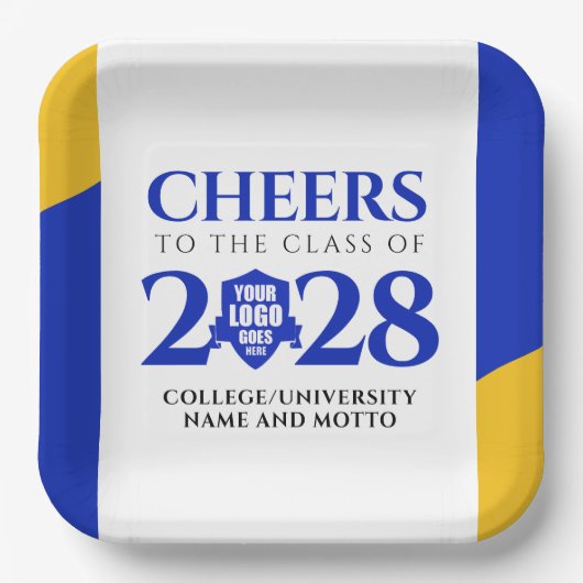 Blue Gold School College University Afstuderen Papieren Bordje (Voorkant)