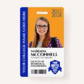 Blue Gold School College University Student-ID Badge (Voorkant)