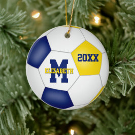 blue gold school sports team cocaster keramisch ornament