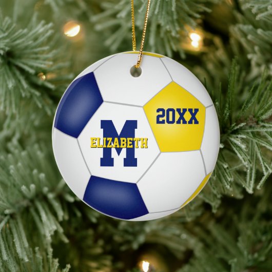 blue gold school sports team cocaster keramisch ornament (Boom)