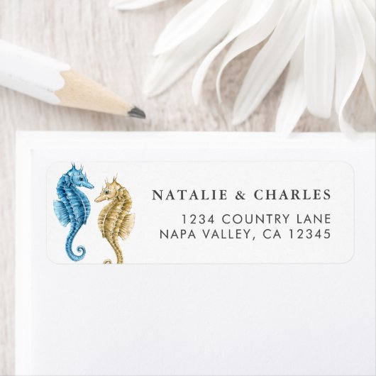 Blue Gold Seahorse retouradres Etiket (Insitu)