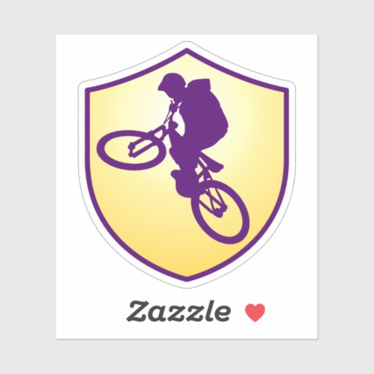 Blue Gold Silhouette Cyclist Shield Sticker (Vel)