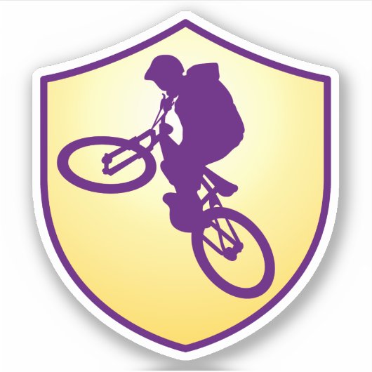 Blue Gold Silhouette Cyclist Shield Sticker (Voorkant)