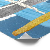 Blue Gold Silver Abstract Collage Poster (Hoek)