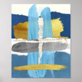 Blue Gold Silver Abstract Collage Poster (Voorkant)