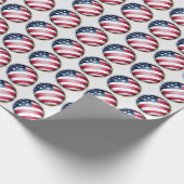 Blue Gold, Silver Framed USA Vlag Wereldbol Patter Cadeaupapier (Hoek)