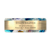 Blue Gold Silver glitter-label voor retouradres Etiket (Voorkant)