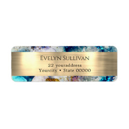 Blue Gold Silver glitter-label voor retouradres Etiket