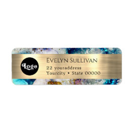 Blue Gold Silver glitter logo-label voor retouradr Etiket