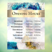 Blue Gold Silver Glitter Waterverf Openingstijden Raamsticker (Vel 3)