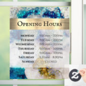 Blue Gold Silver Glitter Waterverf Openingstijden Raamsticker (Huis)